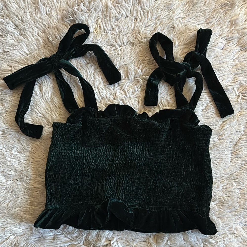 Velvet Tie Crop Top